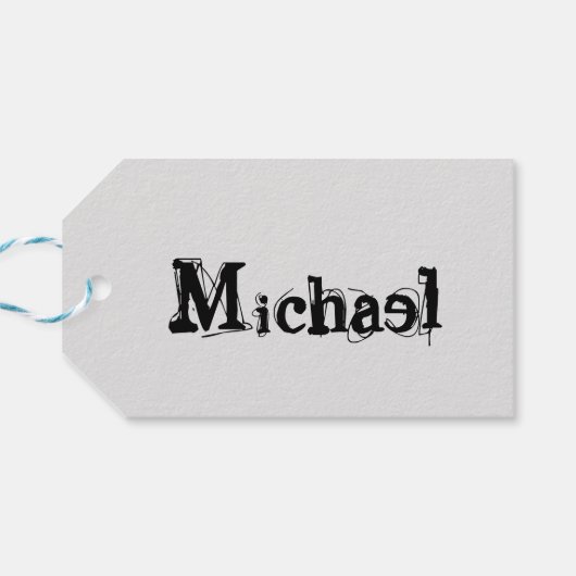 Minimalistischer moderner Monogramm-Name schwarz g Geschenkanhänger (Rückseite Horizontal)