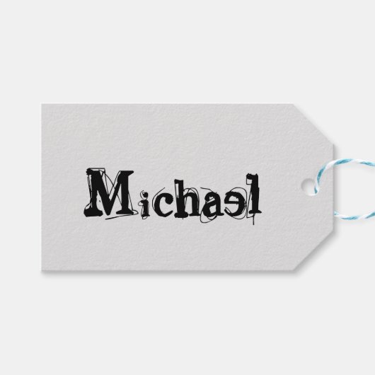 Minimalistischer moderner Monogramm-Name schwarz g Geschenkanhänger (Vorderseite (Horizontal))