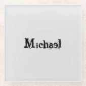 Minimalistischer moderner Monogramm-Name schwarz g Glasuntersetzer (Vorderseite)