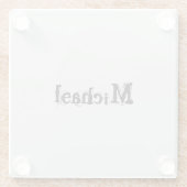 Minimalistischer moderner Monogramm-Name schwarz g Glasuntersetzer (Rückseite)