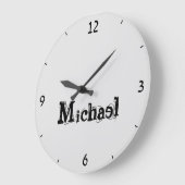 Minimalistischer moderner Monogramm-Name schwarz g Große Wanduhr (Winkel)