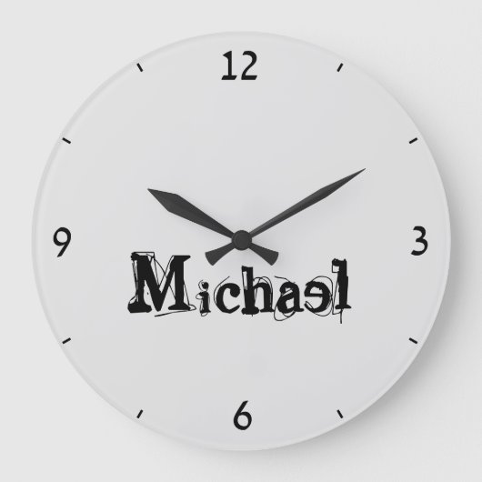 Minimalistischer moderner Monogramm-Name schwarz g Große Wanduhr (Vorderseite)