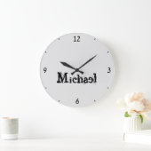 Minimalistischer moderner Monogramm-Name schwarz g Große Wanduhr (Zuhause)