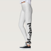 Minimalistischer moderner Monogramm-Name schwarz g Leggings (Links)