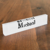 Minimalistischer moderner Monogramm-Name schwarz g Namensplakette (Seite)