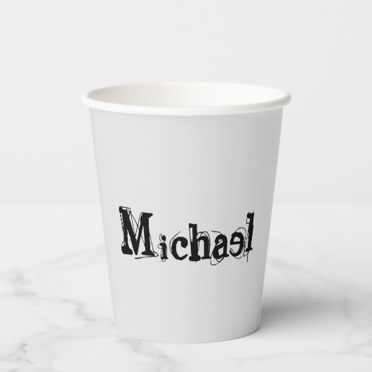 Minimalistischer moderner Monogramm-Name schwarz g Pappbecher (Rückseite)