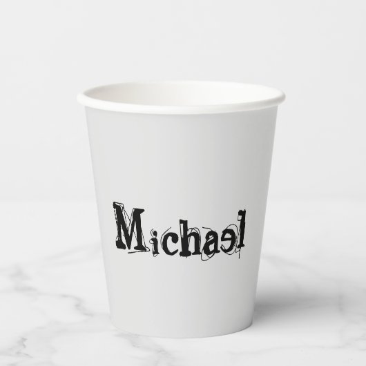 Minimalistischer moderner Monogramm-Name schwarz g Pappbecher (Vorderseite)