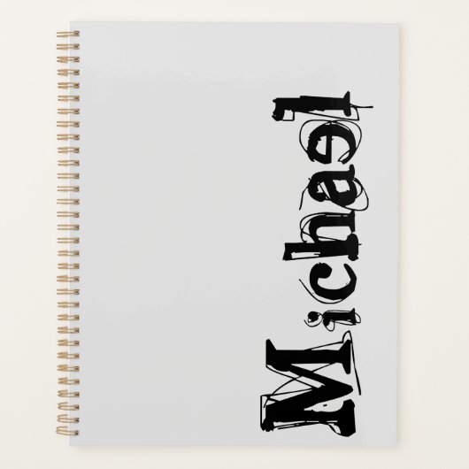 Minimalistischer moderner Monogramm-Name schwarz g Planer (Vorderseite)