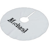 Minimalistischer moderner Monogramm-Name schwarz g Polyester Weihnachtsbaumdecke (Schrägansicht)