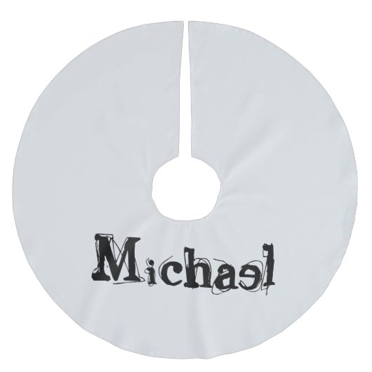 Minimalistischer moderner Monogramm-Name schwarz g Polyester Weihnachtsbaumdecke (Vorderseite)