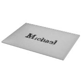 Minimalistischer moderner Monogramm-Name schwarz g Schneidebrett (Ecke)
