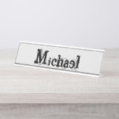 Minimalistischer moderner Monogramm-Name schwarz g Schreibtischnamensplakette (Vorderseite )