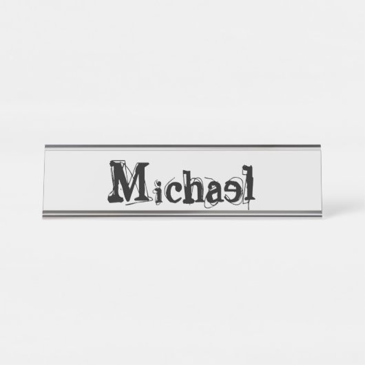 Minimalistischer moderner Monogramm-Name schwarz g Schreibtischnamensplakette (Vorderseite )