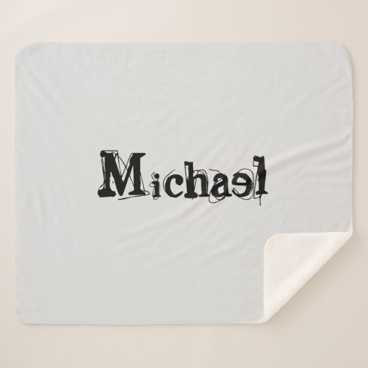Minimalistischer moderner Monogramm-Name schwarz g Sherpadecke (Vorderseite (Horizontal))