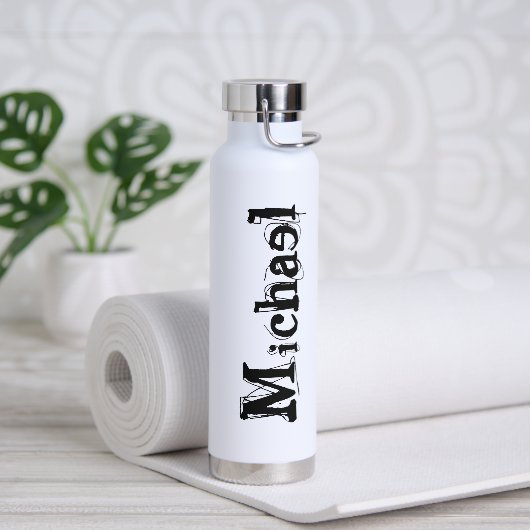 Minimalistischer moderner Monogramm-Name schwarz g Trinkflasche (Yoga)