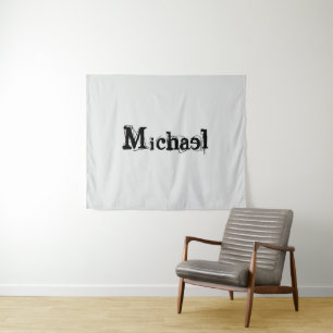 Minimalistischer moderner Monogramm-Name schwarz g Wandteppich