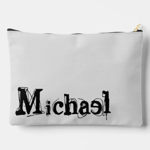 Minimalistischer moderner Monogramm-Name schwarz g Zubehörtasche