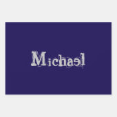 Minimalistischer moderner Monogrammname dunkelblau Geschenkpapier Set (Vorderseite 3)