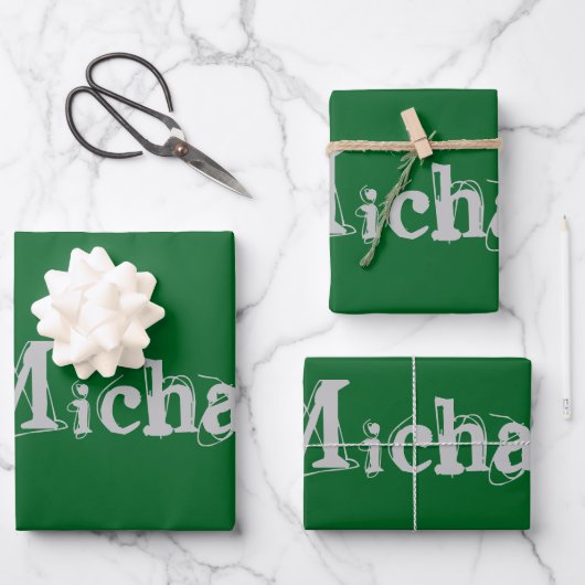 Minimalistischer moderner Monogrammname dunkelgrün Geschenkpapier Set (Vorderseite)