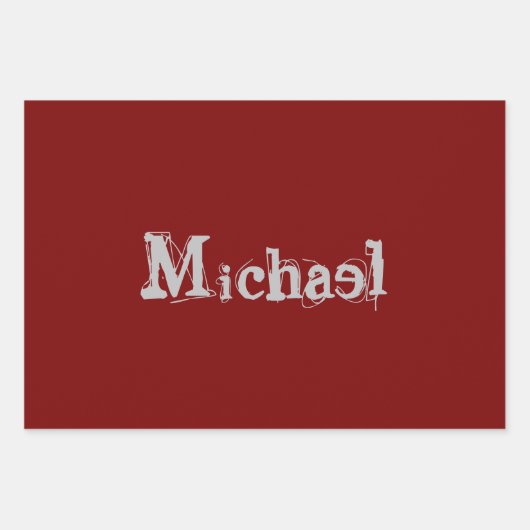 Minimalistischer moderner Monogrammname dunkelrot Geschenkpapier Set (Vorderseite 3)