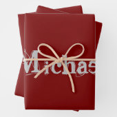 Minimalistischer moderner Monogrammname dunkelrot Geschenkpapier Set (Beispiel)