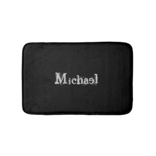 Minimalistischer moderner Monogrammname Schwarz-we Badematte