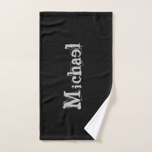 Minimalistischer moderner Monogrammname Schwarz-we Badhandtuch Set