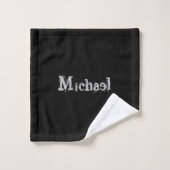 Minimalistischer moderner Monogrammname Schwarz-we Badhandtuch Set (Waschlappen)
