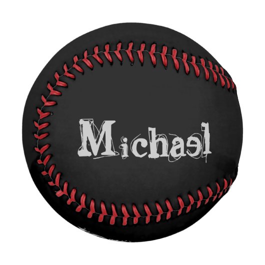 Minimalistischer moderner Monogrammname Schwarz-we Baseball (Vorderseite Links)