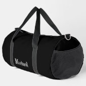Minimalistischer moderner Monogrammname Schwarz-we Duffle Bag (Rechte Ecke)