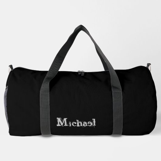Minimalistischer moderner Monogrammname Schwarz-we Duffle Bag (Rückseite)