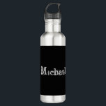 Minimalistischer moderner Monogrammname Schwarz-we Edelstahlflasche<br><div class="desc">Minimalistischer moderner Monogrammname Schwarz-weiß. Anpassbarer individuelle Name in schwarzer Farbe.</div>