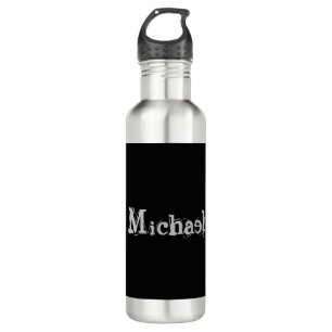 Minimalistischer moderner Monogrammname Schwarz-we Edelstahlflasche