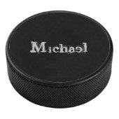 Minimalistischer moderner Monogrammname Schwarz-we Eishockey Puck (3/4)