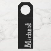 Minimalistischer moderner Monogrammname Schwarz-we Flaschenanhänger (Rückseite)