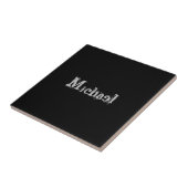 Minimalistischer moderner Monogrammname Schwarz-we Fliese (Seite)