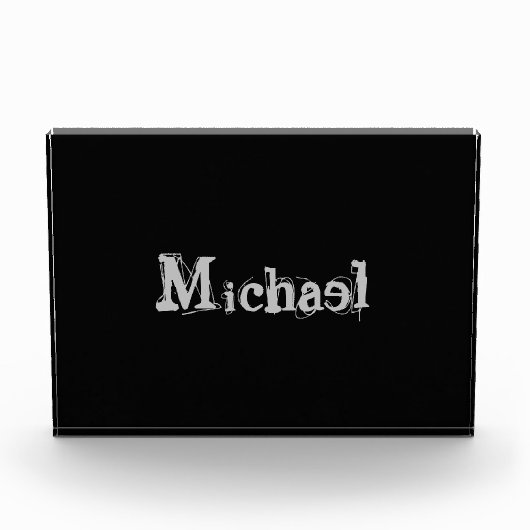 Minimalistischer moderner Monogrammname Schwarz-we Fotoblock (Vorderseite)