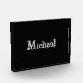 Minimalistischer moderner Monogrammname Schwarz-we Fotoblock (Links)