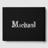 Minimalistischer moderner Monogrammname Schwarz-we Gästebuch (Rückseite)