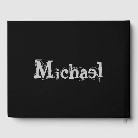 Minimalistischer moderner Monogrammname Schwarz-we Gästebuch (Rückseite)