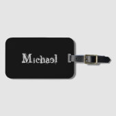 Minimalistischer moderner Monogrammname Schwarz-we Gepäckanhänger (Vorderseite (Horizontal))