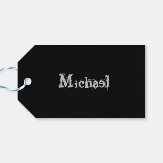 Minimalistischer moderner Monogrammname Schwarz-we Geschenkanhänger (Rückseite Horizontal)