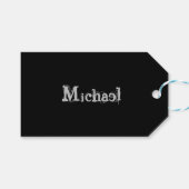 Minimalistischer moderner Monogrammname Schwarz-we Geschenkanhänger (Vorderseite (Horizontal))