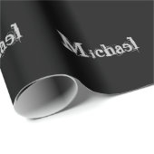 Minimalistischer moderner Monogrammname Schwarz-we Geschenkpapier (Rolleneckpunkt)