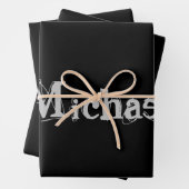 Minimalistischer moderner Monogrammname Schwarz-we Geschenkpapier Set (Beispiel)