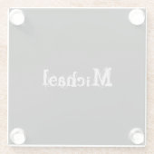 Minimalistischer moderner Monogrammname Schwarz-we Glasuntersetzer (Rückseite)