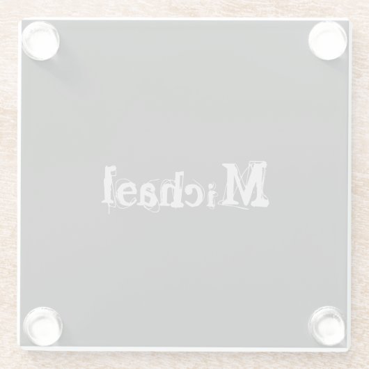 Minimalistischer moderner Monogrammname Schwarz-we Glasuntersetzer (Rückseite)