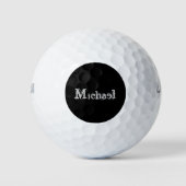 Minimalistischer moderner Monogrammname Schwarz-we Golfball (Vorderseite)