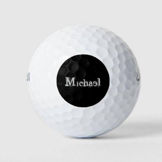 Minimalistischer moderner Monogrammname Schwarz-we Golfball (Vorderseite)
