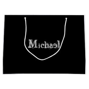 Minimalistischer moderner Monogrammname Schwarz-we Große Geschenktüte
